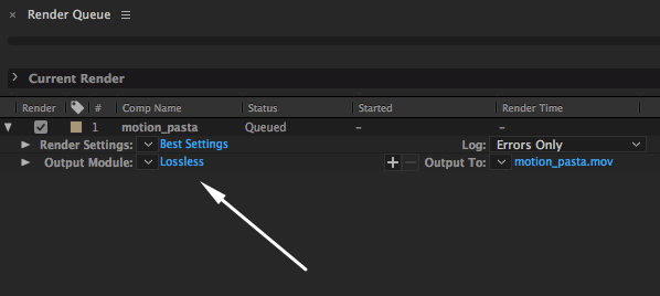 After Effects Render Queue Output Module